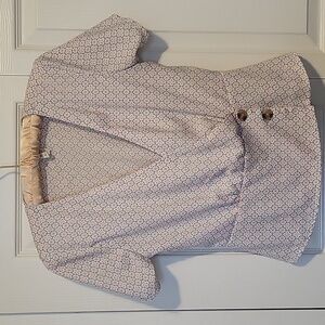 Japna | Geometric Print V-Neck Wrap Blouse - Blue and Pink